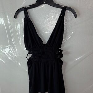 Black Sleeveless Dress with Cutout Details